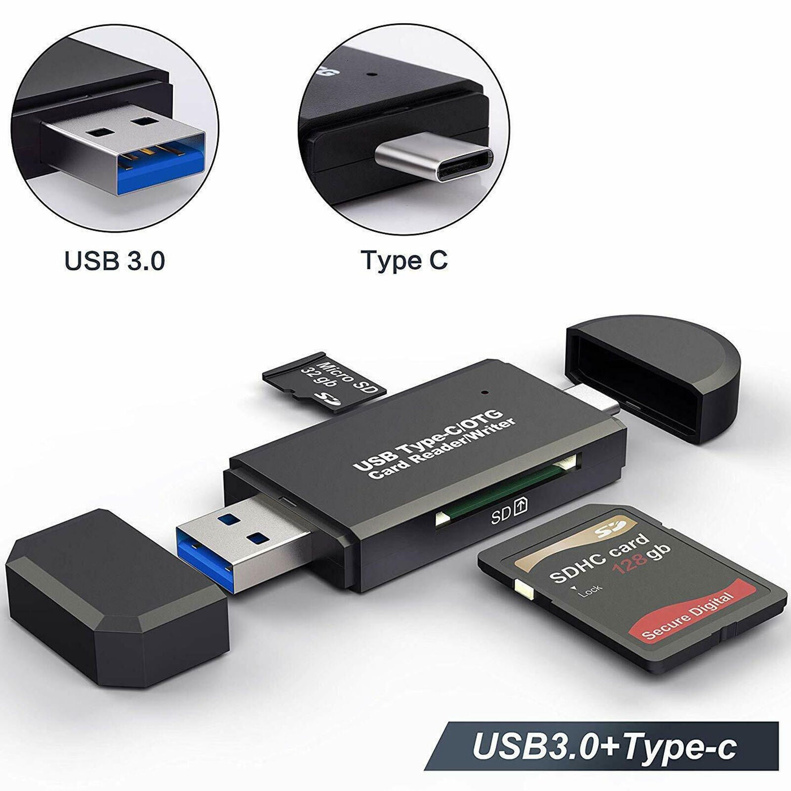 USB C 3.0 Type C to USB3.0 OTG HUB Adapter USB/TF/SD Micro SD Memory Card Reader