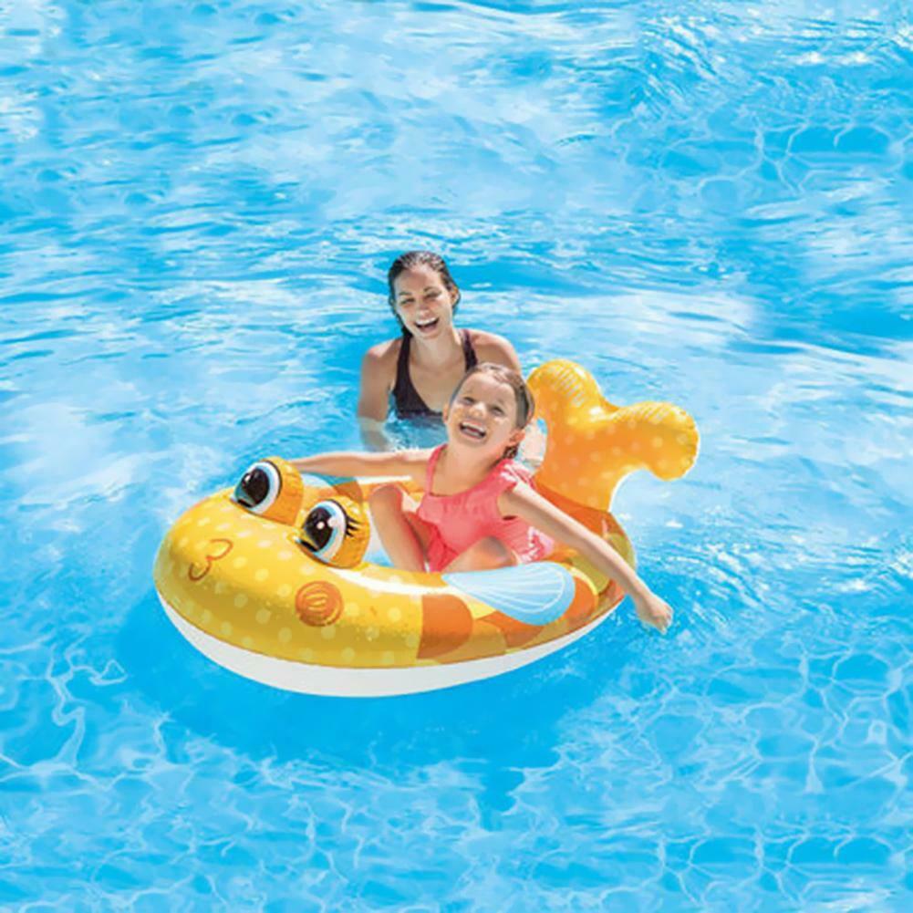 Child Swimming Ring Baby Pool Seat Float Aid Trainer Water Cartoon Boat @