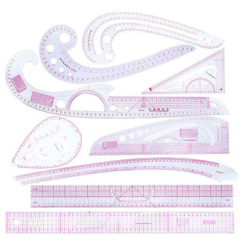9pcs Sewing French Curve Ruler Measure Dressmaking Tailor Drawing Template Craft