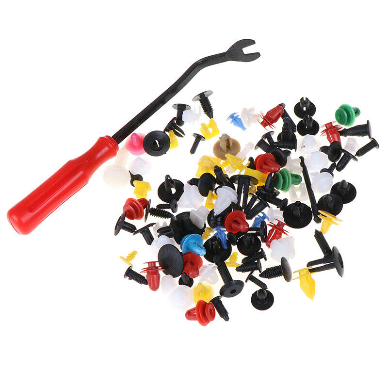 100Pcs Car door plastic mixed fastener clip bumper fender trim rivet with t_DD