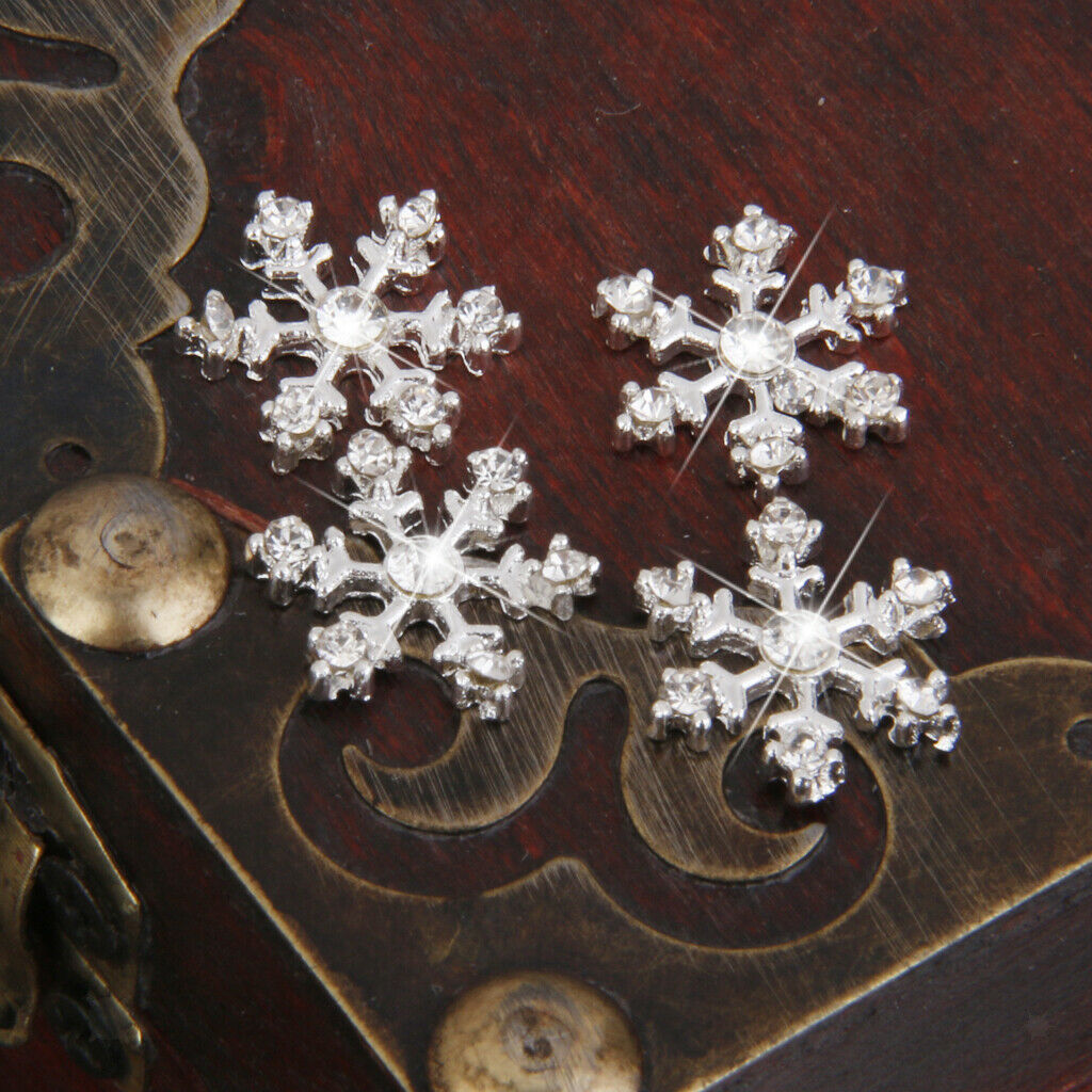 20Pcs Snowflake Crystal Buttons Rhinestone Embellishments DIY Craft Decor