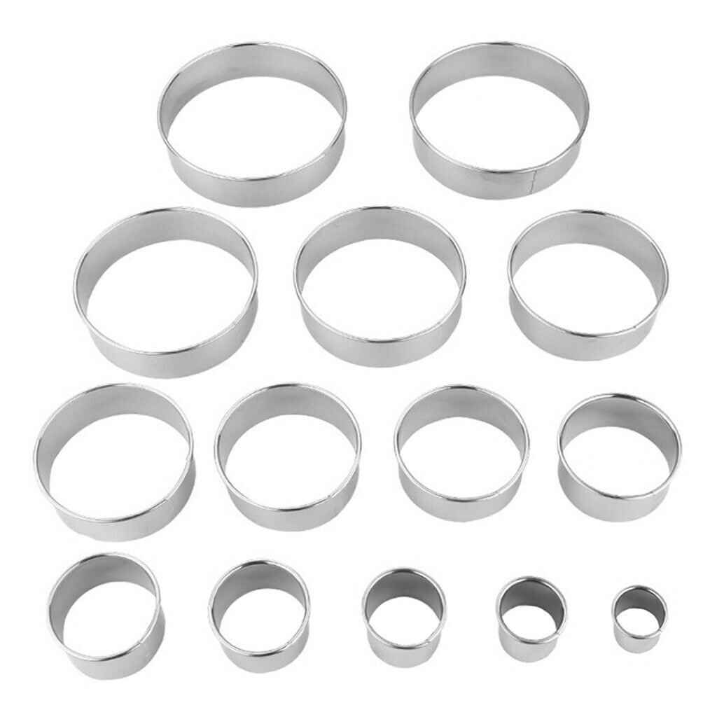 Stainless Round Cookie Biscuit Cutter Kit 14 Pieces For Fruits Veggies