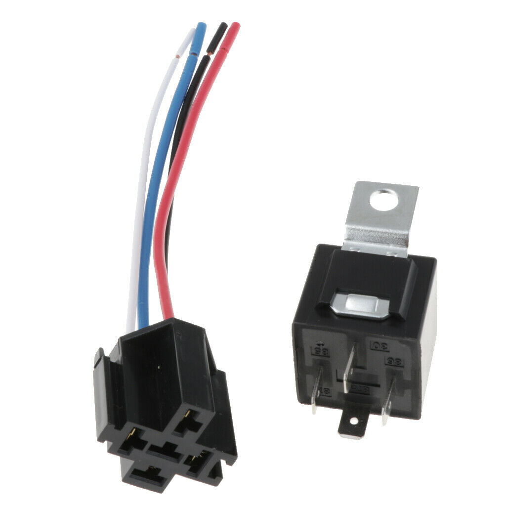 40A 4-Pin Relay Socket Harness Connector for Car Truck + Harness Sockets