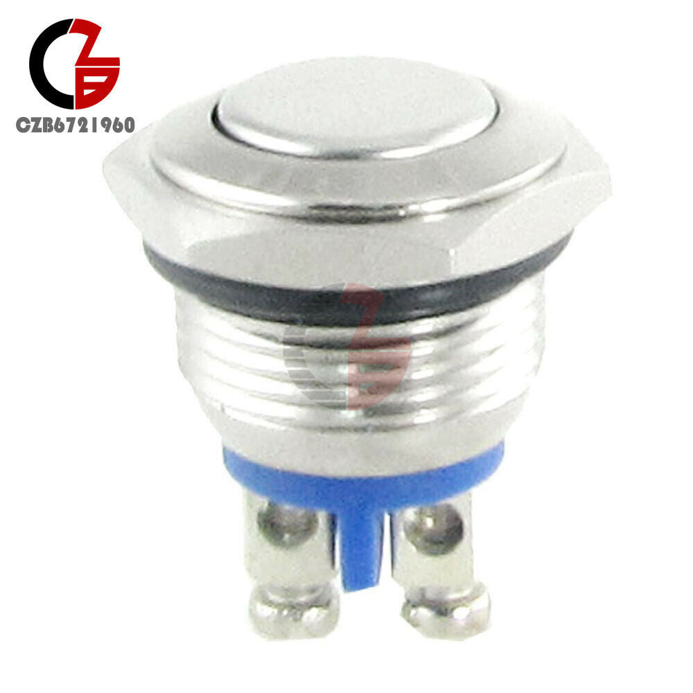 5PCS 16mm Anti-Vandal Momentary Stainless Steel Metal Push Button Switch NO