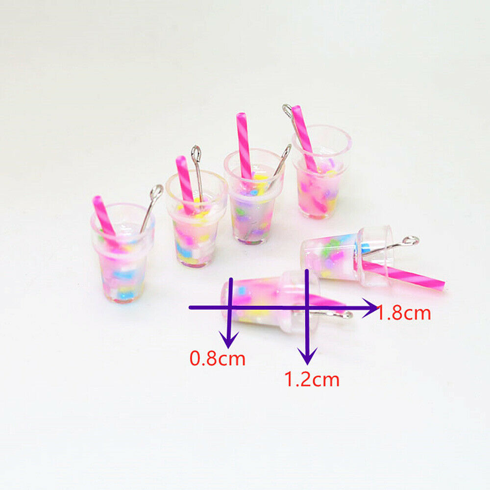 10Pcs Mini Milk Tea Charms DIY Epoxy Earrings Pendants Jewelry Craft Making Tool
