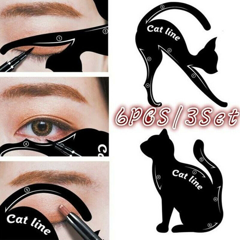3Set Cat Line Stencils Eye Makeup Tool Eyeliner Stencils Template Eyebr JD