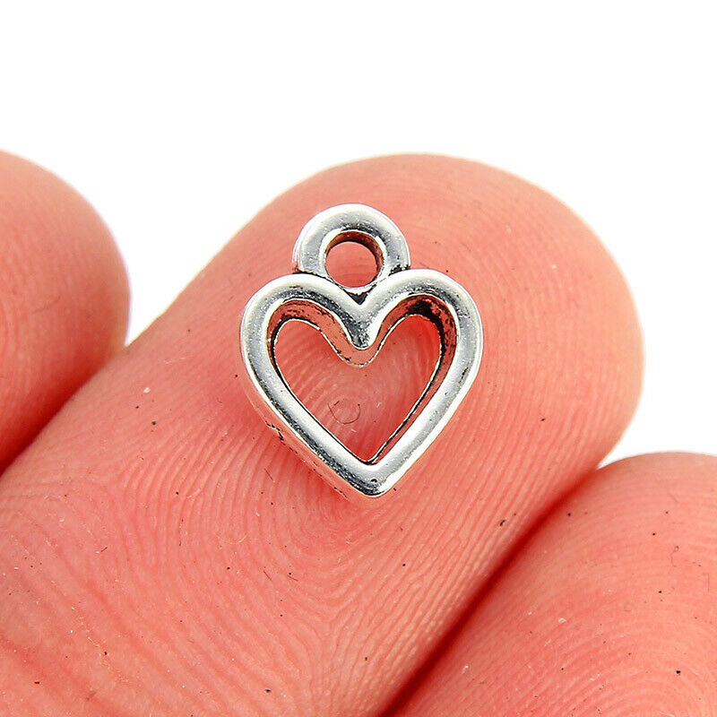 10pc Tiny Alloy Love Heart Charms For Jewelry Accessories DIY Necklace Bracelets