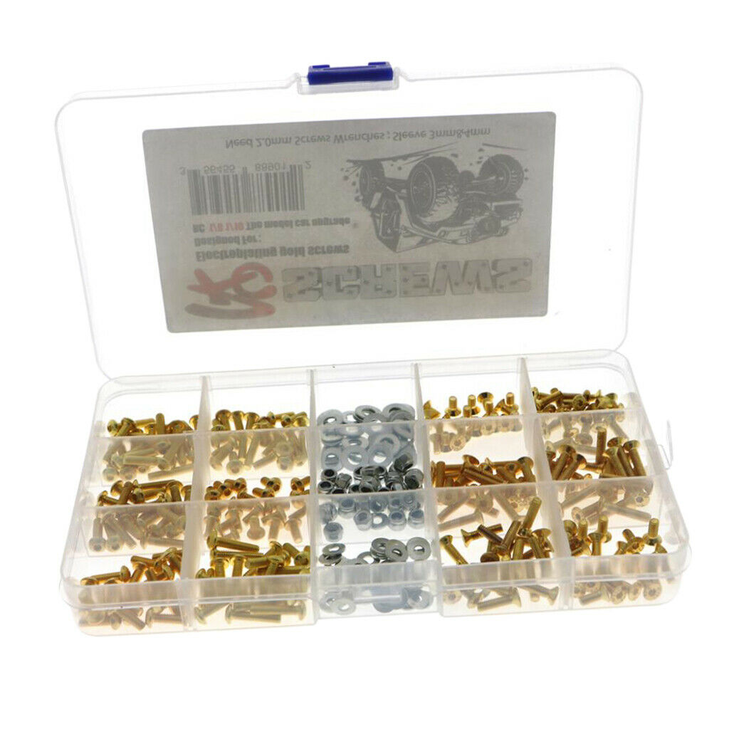 Lots 330 Golden 1/8 RC Car Screws Set Vehicle Tool Screws Kit Replacement