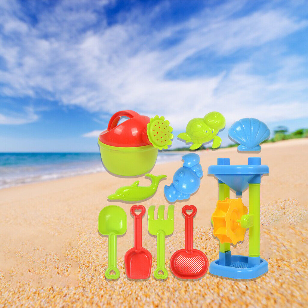 Kids Beach Game Toys Playset Shovel Water Game Todders Gift 10pcs Sand Clock