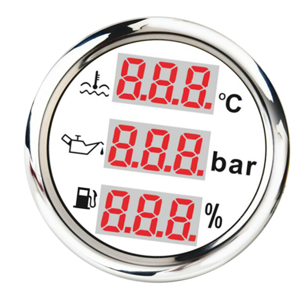 Multifunction Marine Water Temp Fuel Level Oil Pressure Gauge 52mm/2'' White