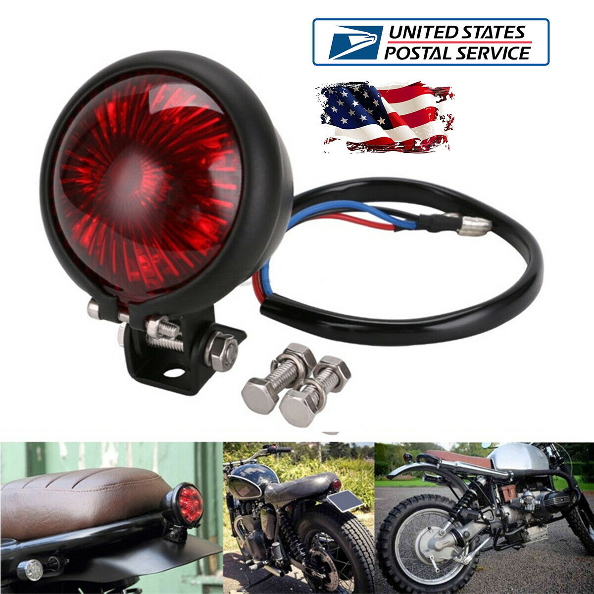 Red Lens LED  Brake Rear Lamp Waterproof For Motorcycle Chopper Bobber 12V