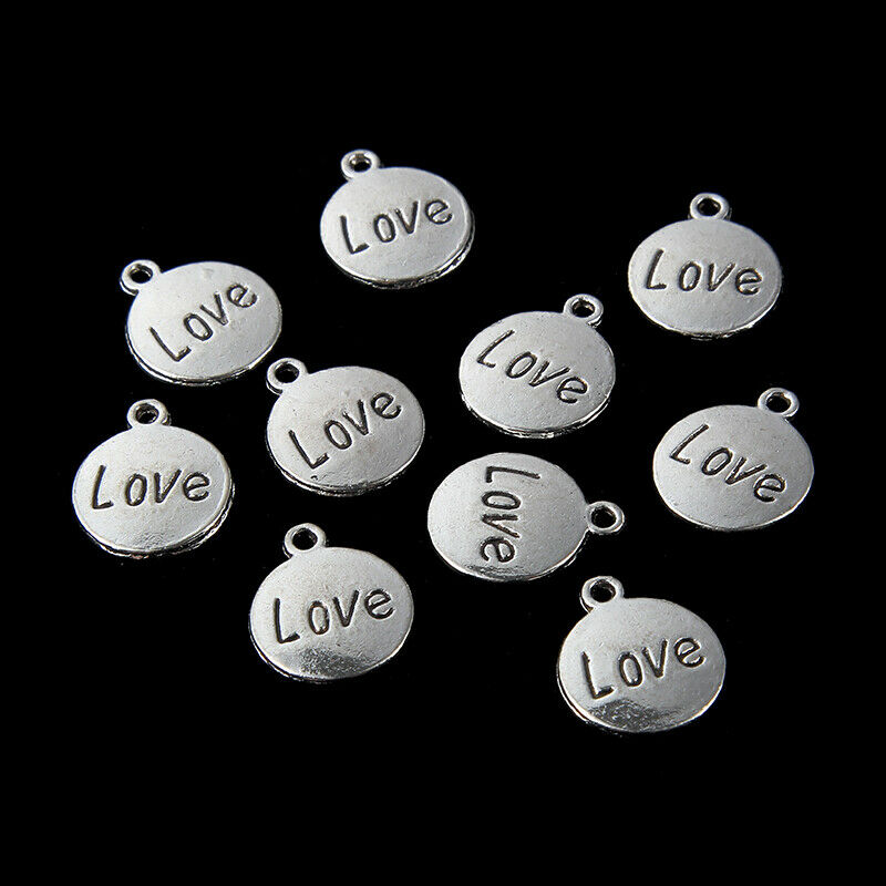 10Piece Heart-Shaped Love Alloy Charm pendant Fashion DIY Necklace Bracelet Gift