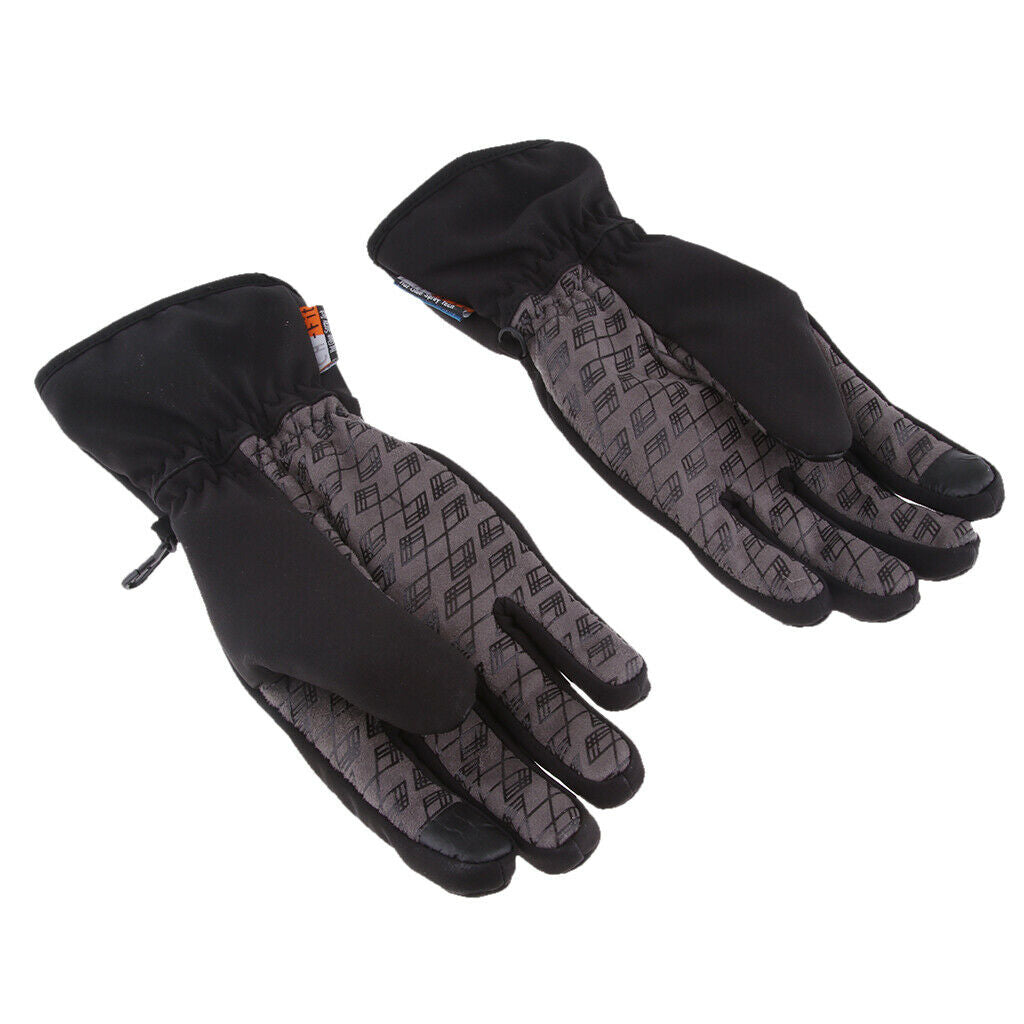 1 Pair Black Motorcycle Cycling Racing Full Finger Screen Touch Gloves L