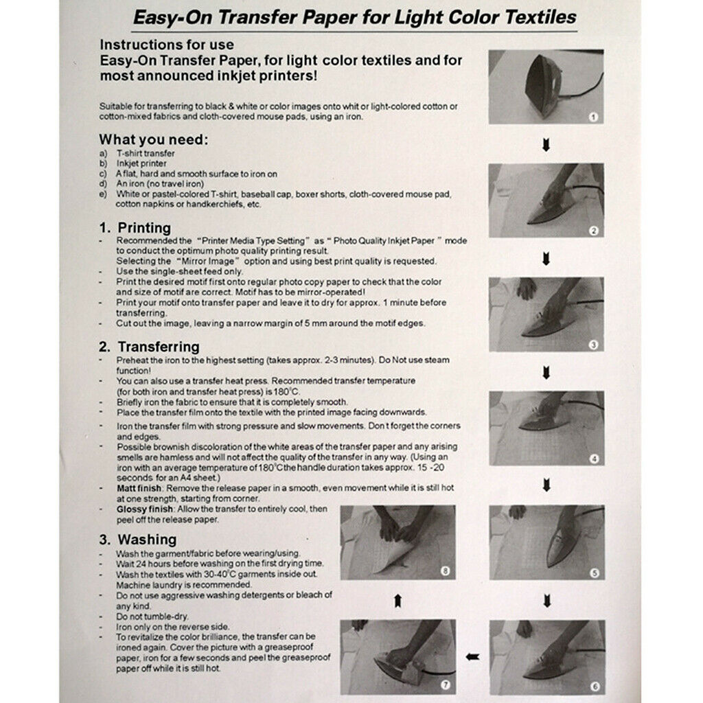 20x Heat Transfer Paper Embellishments for Iron On T Shirts Other Fabric Cloth