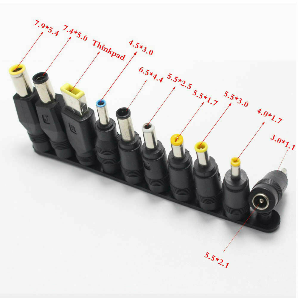 10Pcs/Set DC 5.5x2.1mm to Multi-type Male Jack for AC Power Laptop Adapter