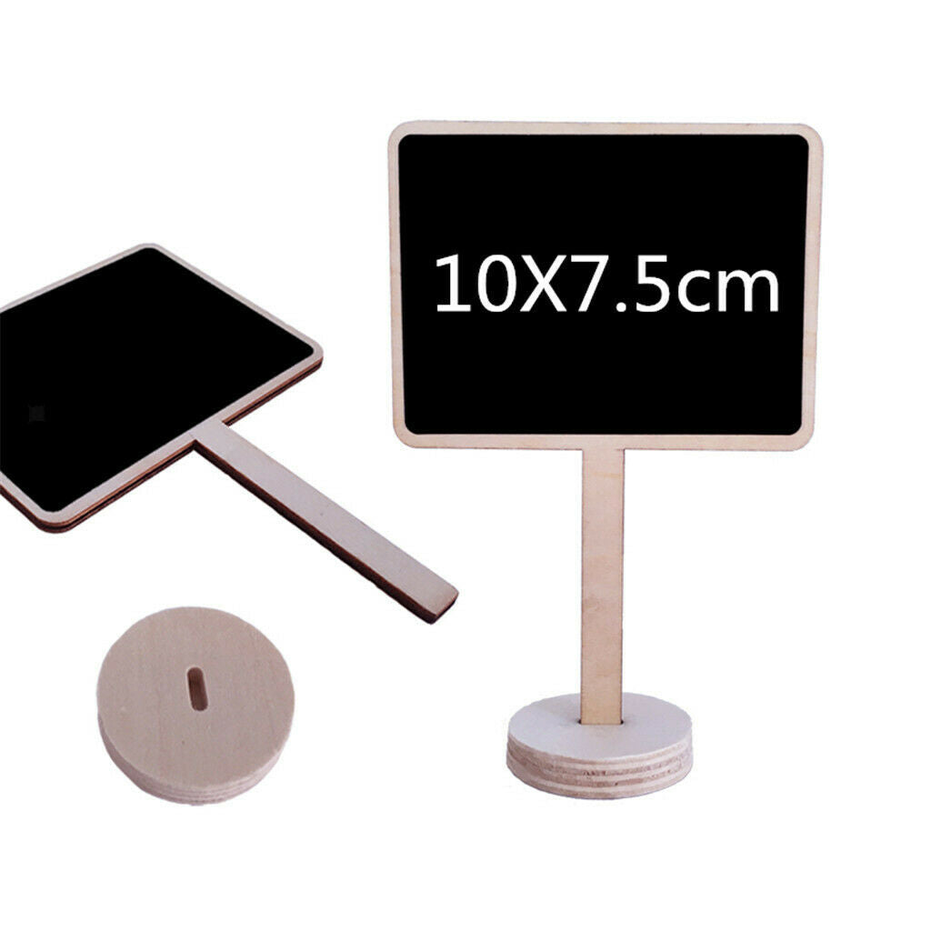 10 Pieces Rectangle Wood Blackboards Message Number Tag Place Card Holder Wooden