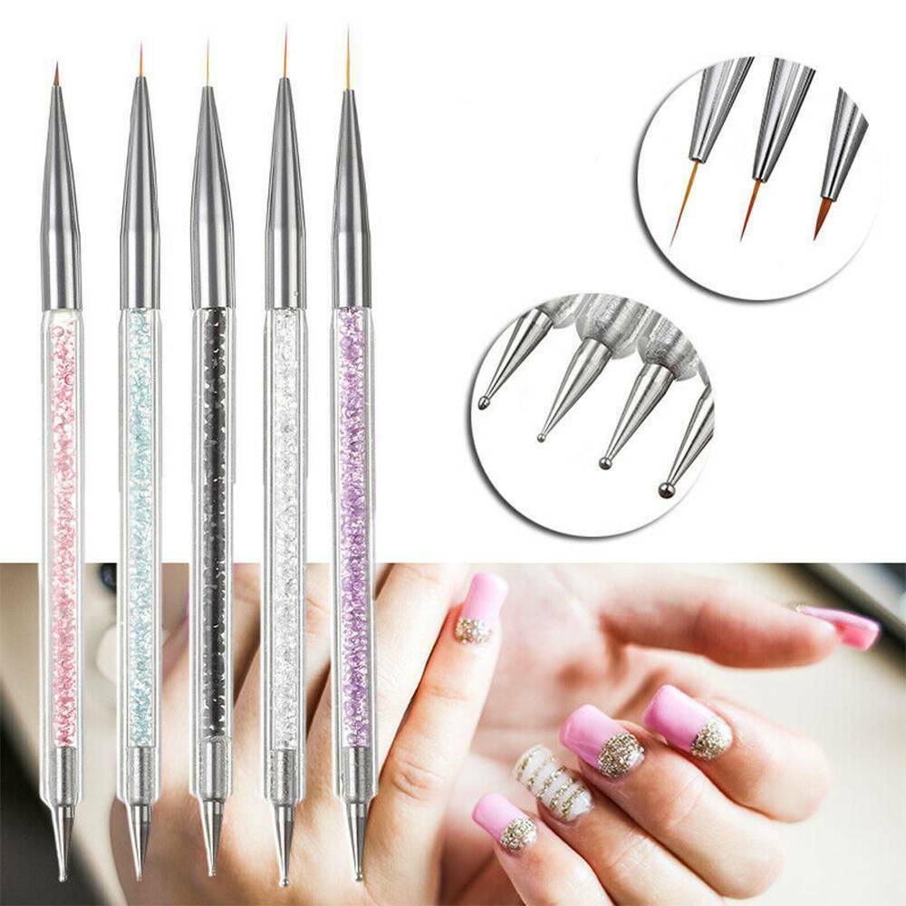 5pcs/Set 2-Way Nail Art Dotting Drawing Painting Pen UV Gel Liner Polish Brush