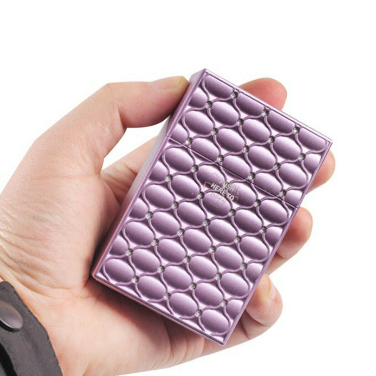 With Diamond  Fine Count Cigarette Case Hand Roll Card Storage Box Holder Pocket