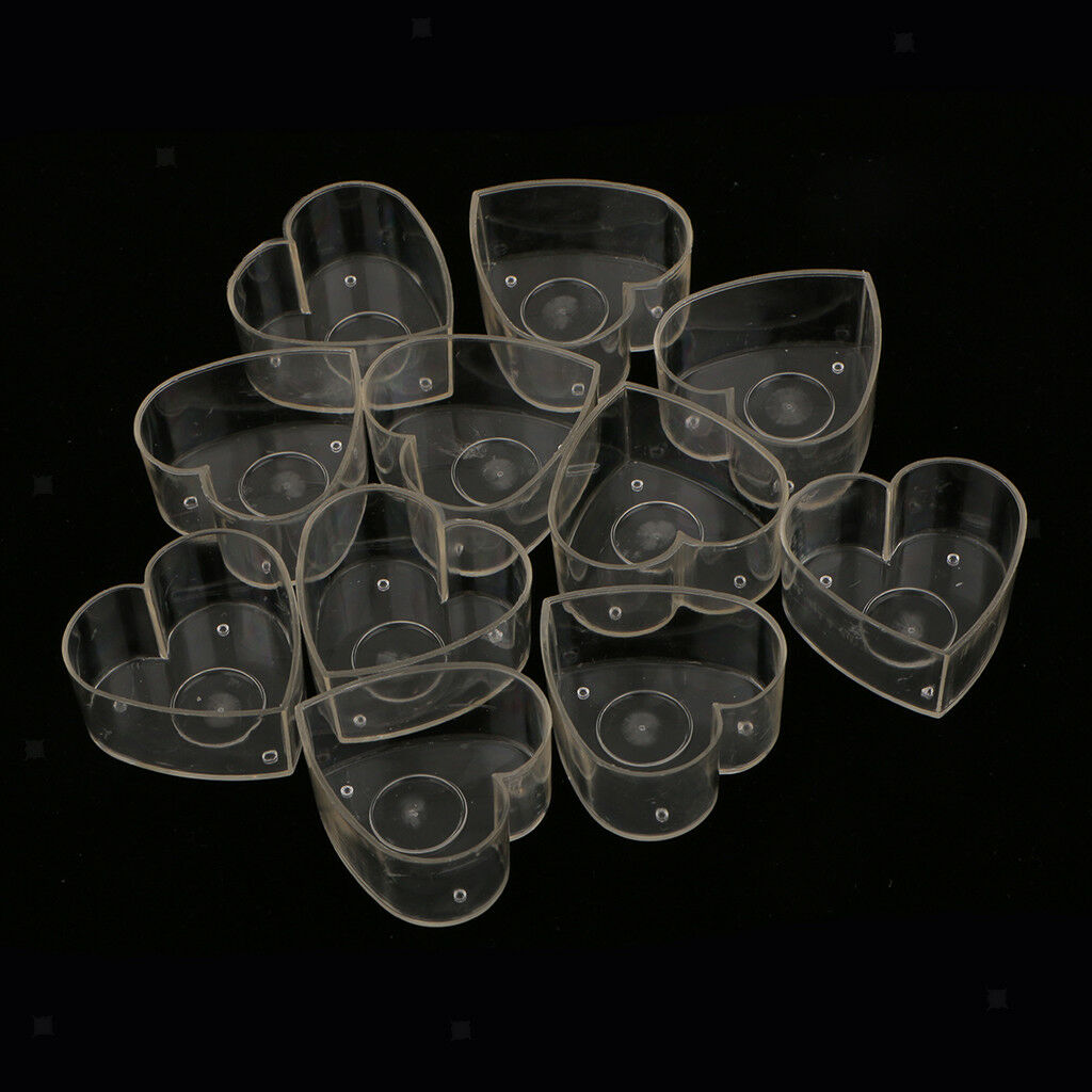 10pc Plastic Heart Tealight Holder Candle Making Cup Wedding Ornaments