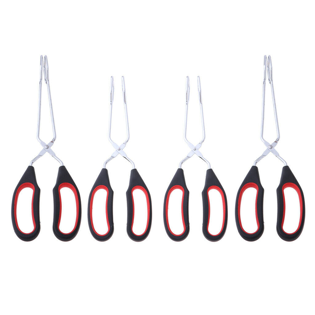 4 Pieces Stainless Scissor Kitchen Tong Cooking Food Bread Silicone Handle