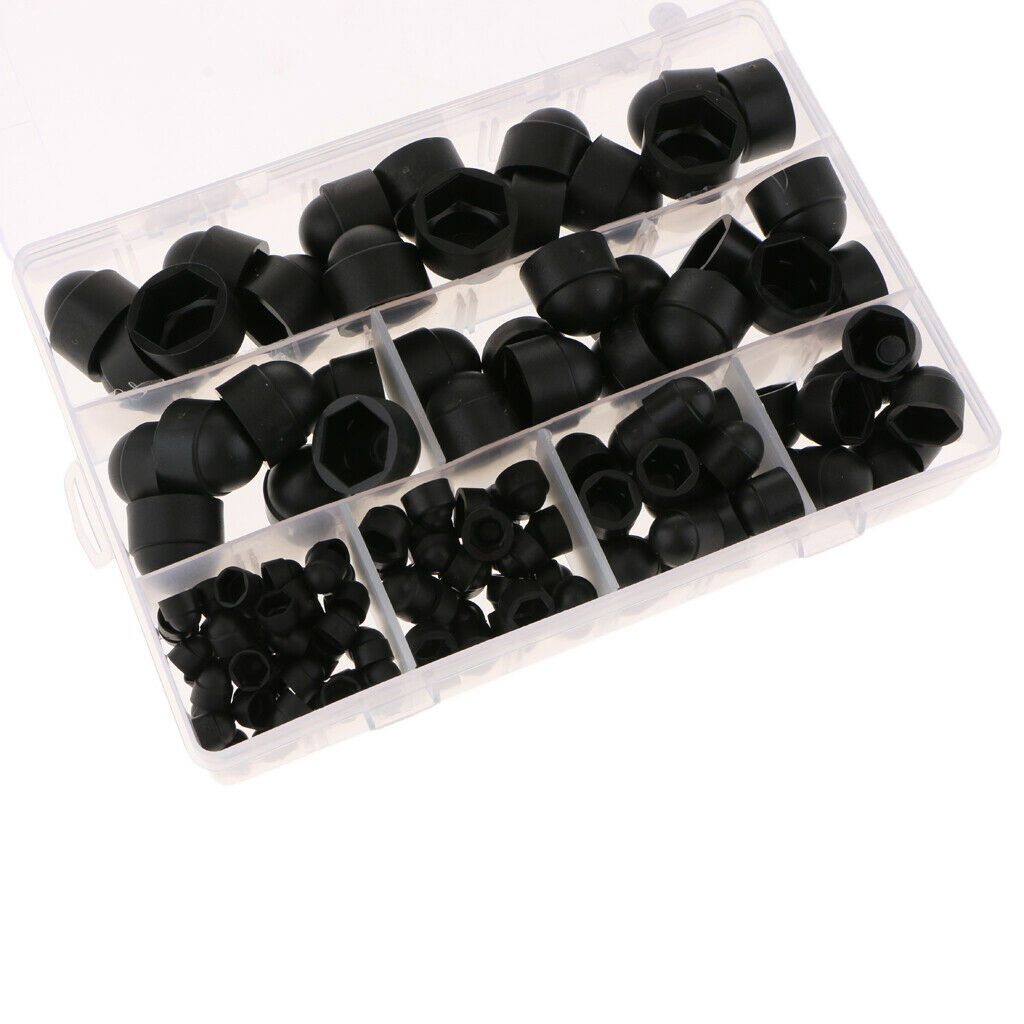 145Pcs Dome Hex Bolt Nut Head Caps Cover Plastic Black M4 M5 M6 M8 M10 M12