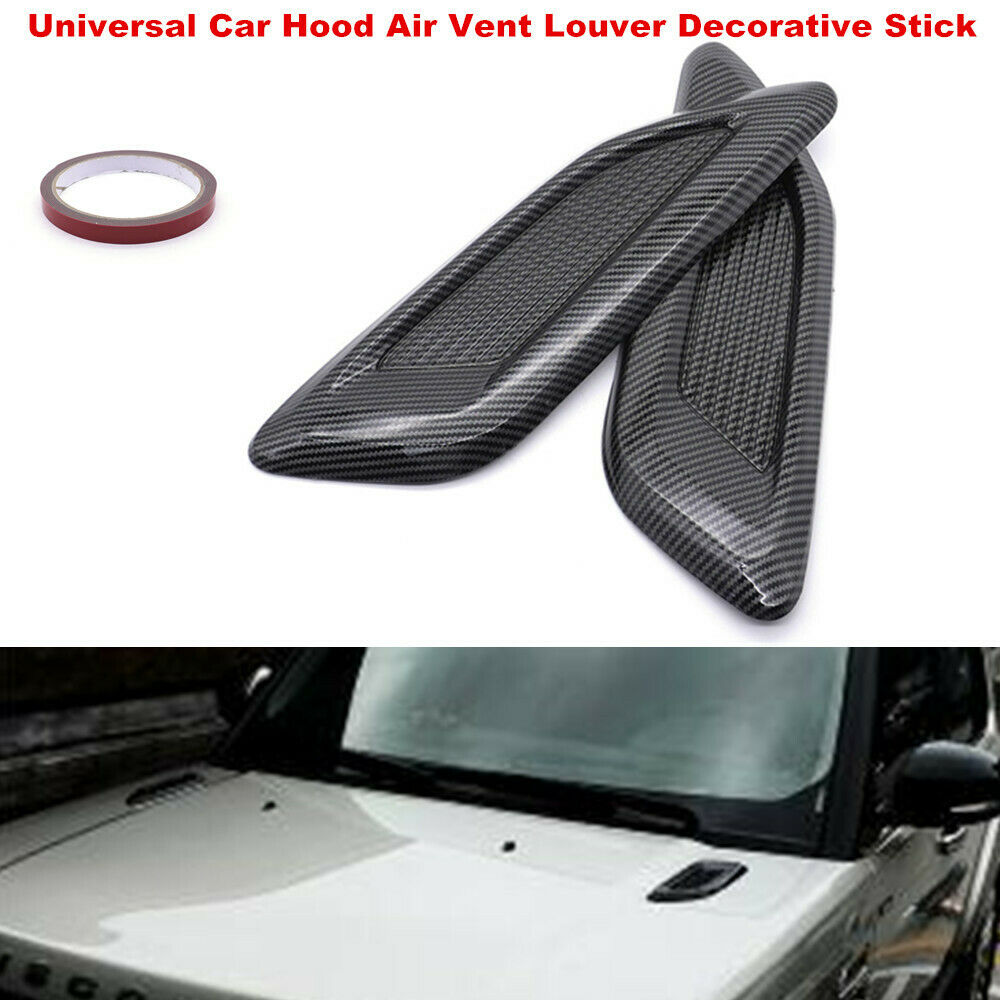 Universal Car Hood Air Vent Louver Cooling Panel Trim Carbon Pattern Decorate