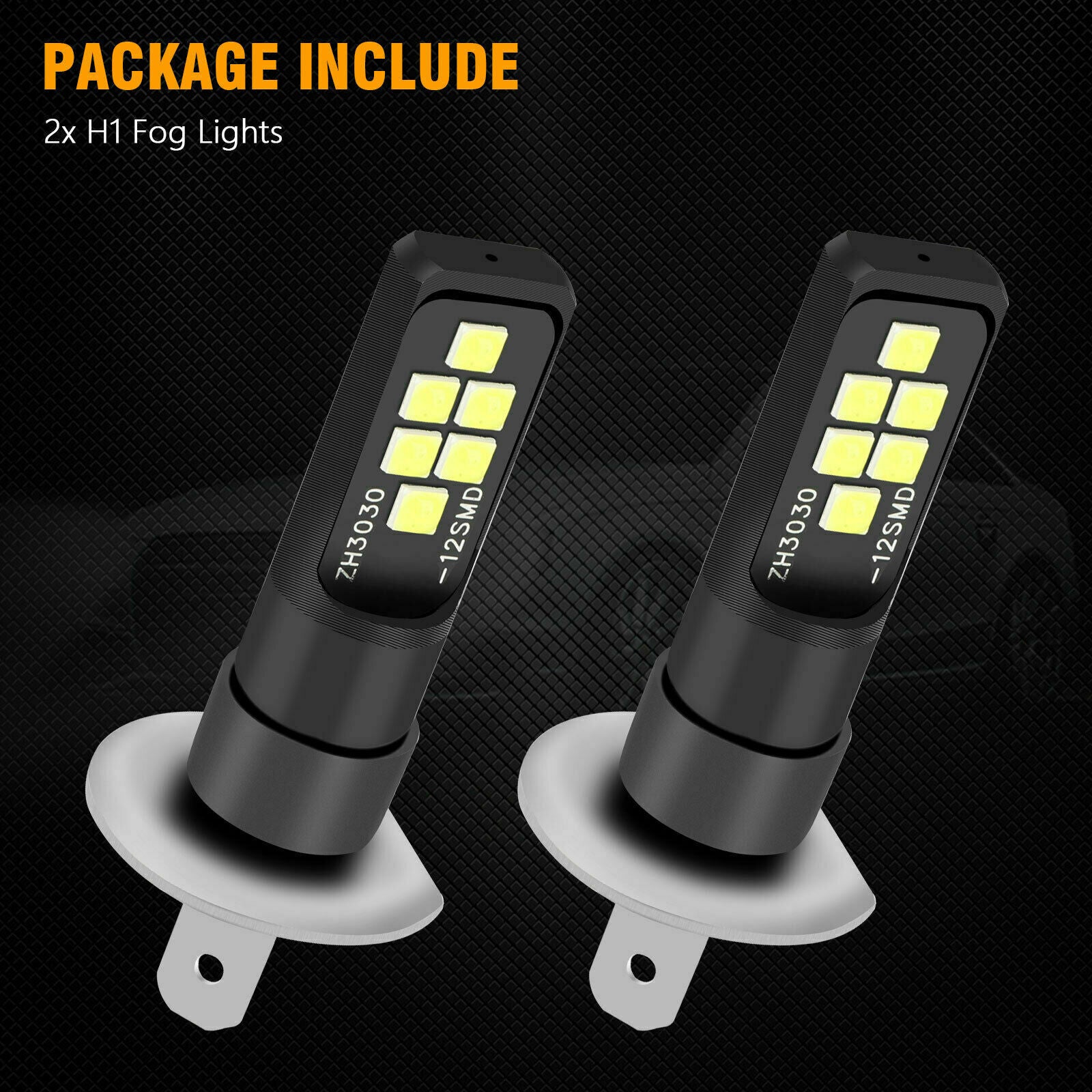 2x H1 Super White 6000K LED Headlight Fog Driving Bulbs Kit High Low Beam Lamps