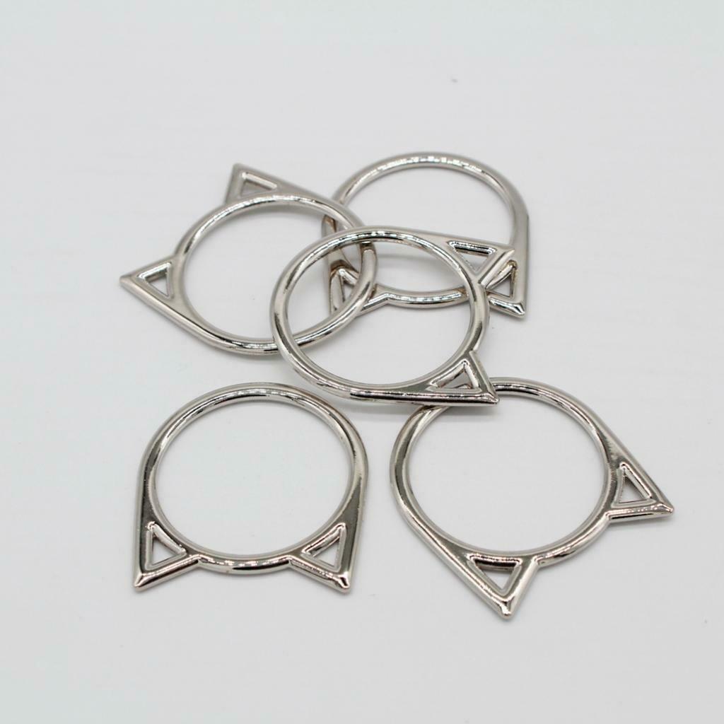 5 Packs Fashion Sliver Cat Rings DIY Choker Leather Necklace Leg Rings Makings