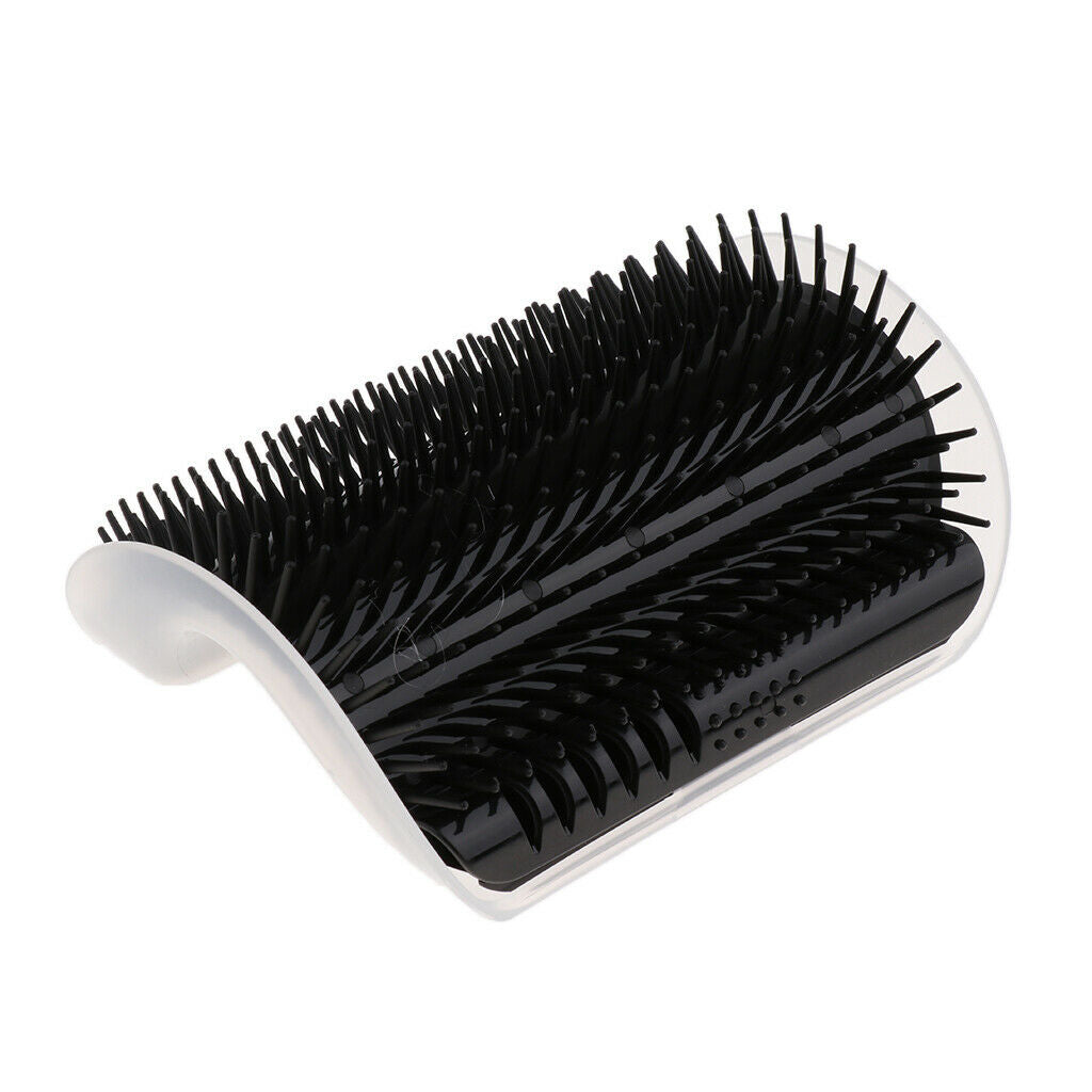 2 Piece Pet Cat Wall Corner Grooming Massage Self Groomer Brush Tool Black