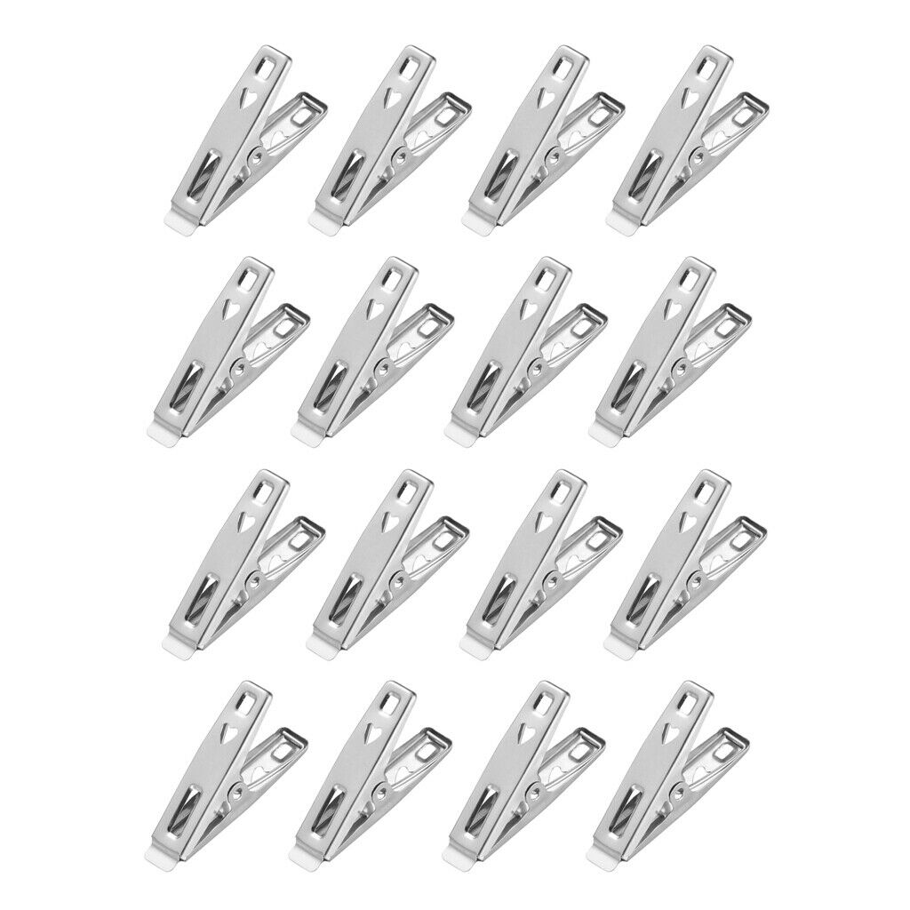 16Pcs Stainless Steel Clothespin Paper Clips Metal Laundry Pegs Photo clips