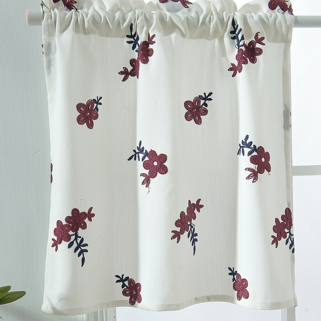 1Pcs Window Voile Sheer Curtain Valance Tiers 130x41cm_A