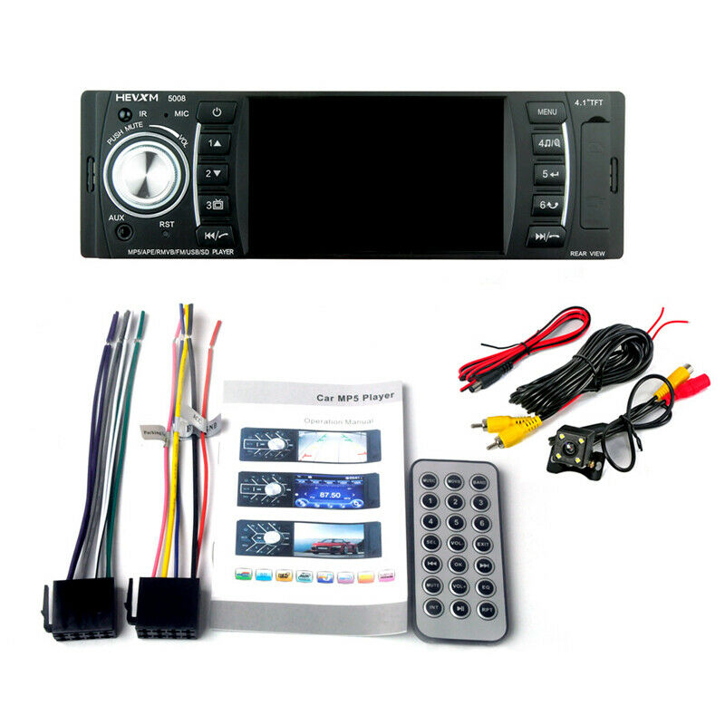 4.1" 1DIN Car MP5 Player Bluetooth Radio Multimedia Audio Video+CAMERA TF AUX