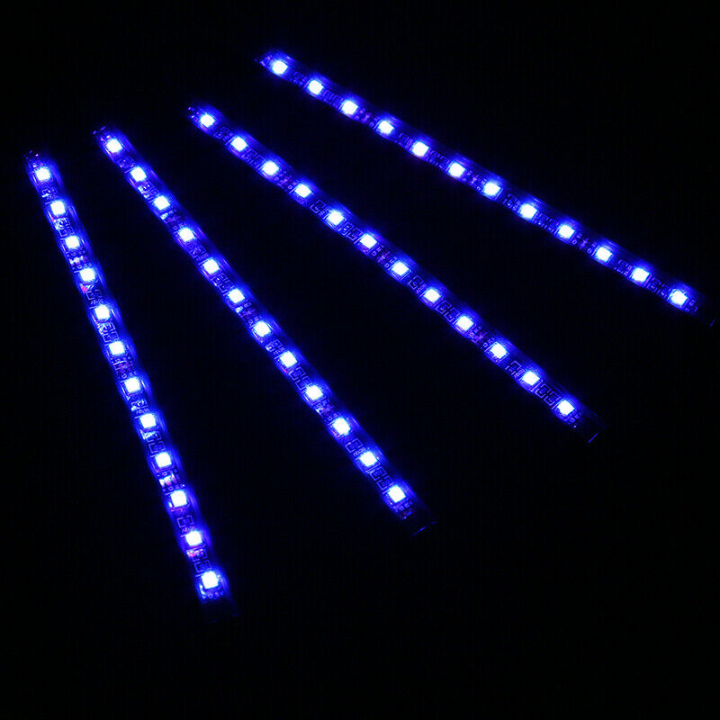 4Pcs 12 LED Car SUV Interior Decor Neon Atmosphere Light Strip Remote Control