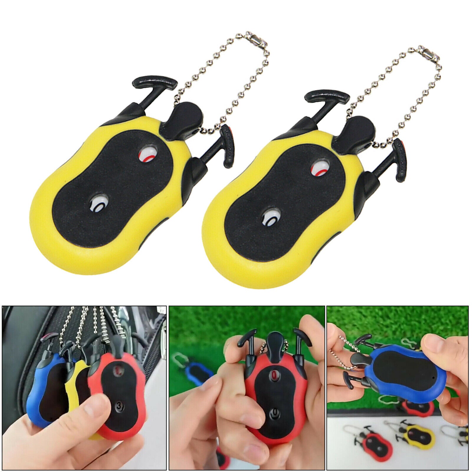 Golf Score Counter Double Dial Tally Keeper Scorer Scoring Indicator Yellow