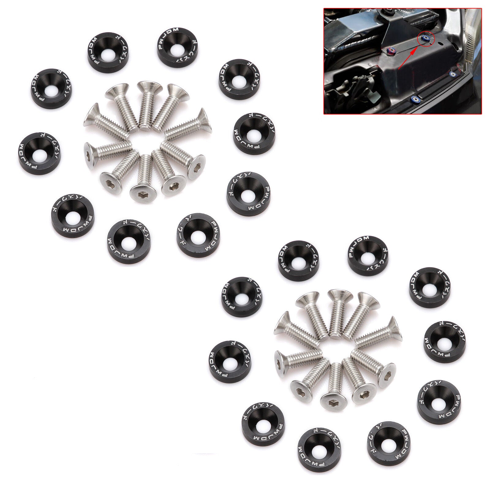 20Pcs Aluminum Bolts Engine Fender Bumper M6 Washer Bay Dress Up Screw Billet