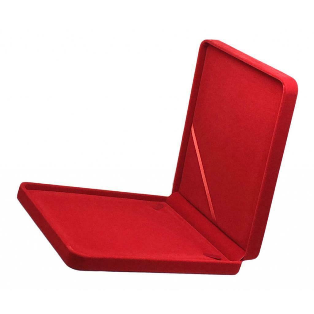 Soft Velvet Necklace Box Case with Lid Gift Box Portable Jewelry Storage Red