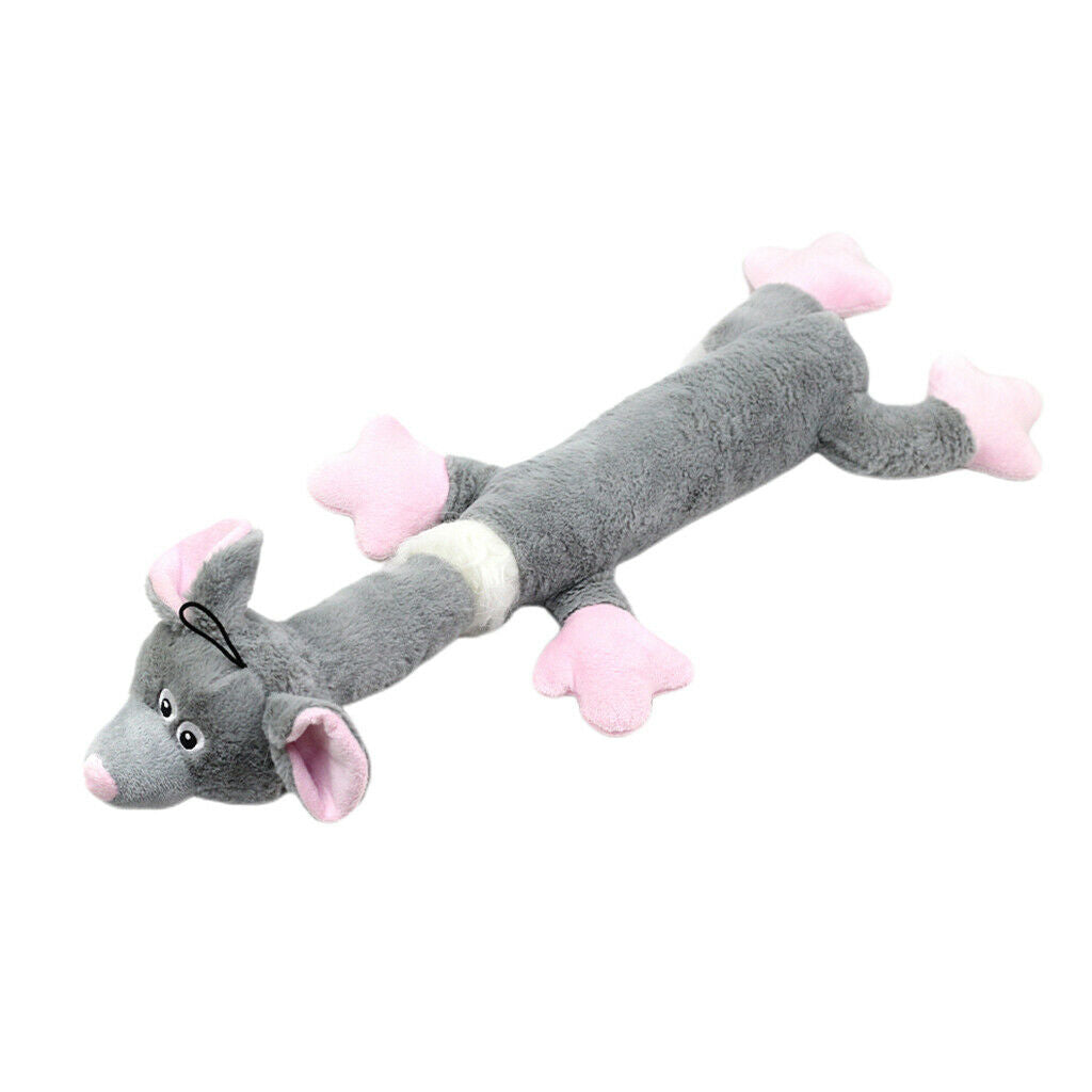 Dog Chew Toys with Squeaker for Puppies Teething, Plush Dog Toys - Gray Mouse