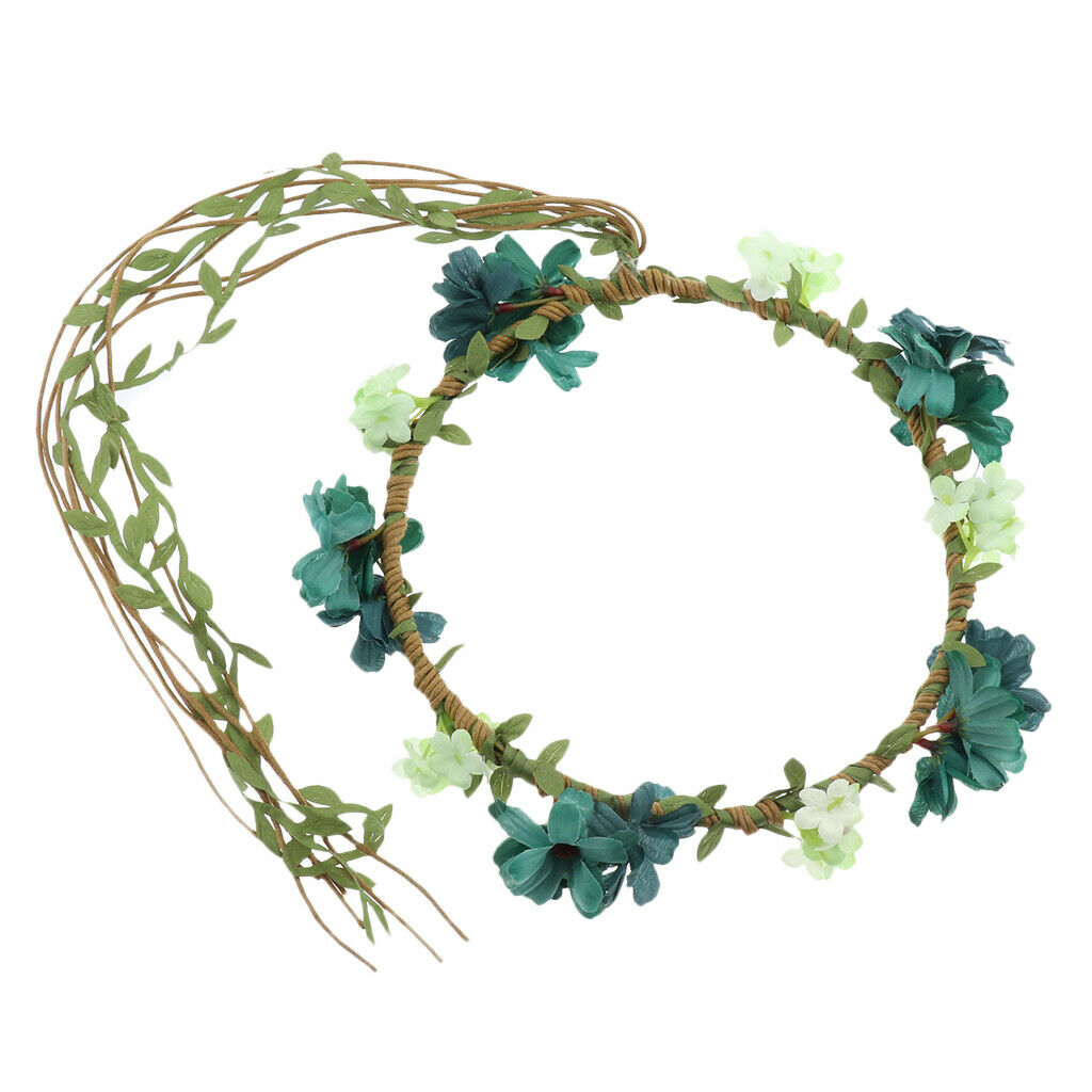 Women Flower Headband Floral Style Cross Head Wrap Hair Band Blue