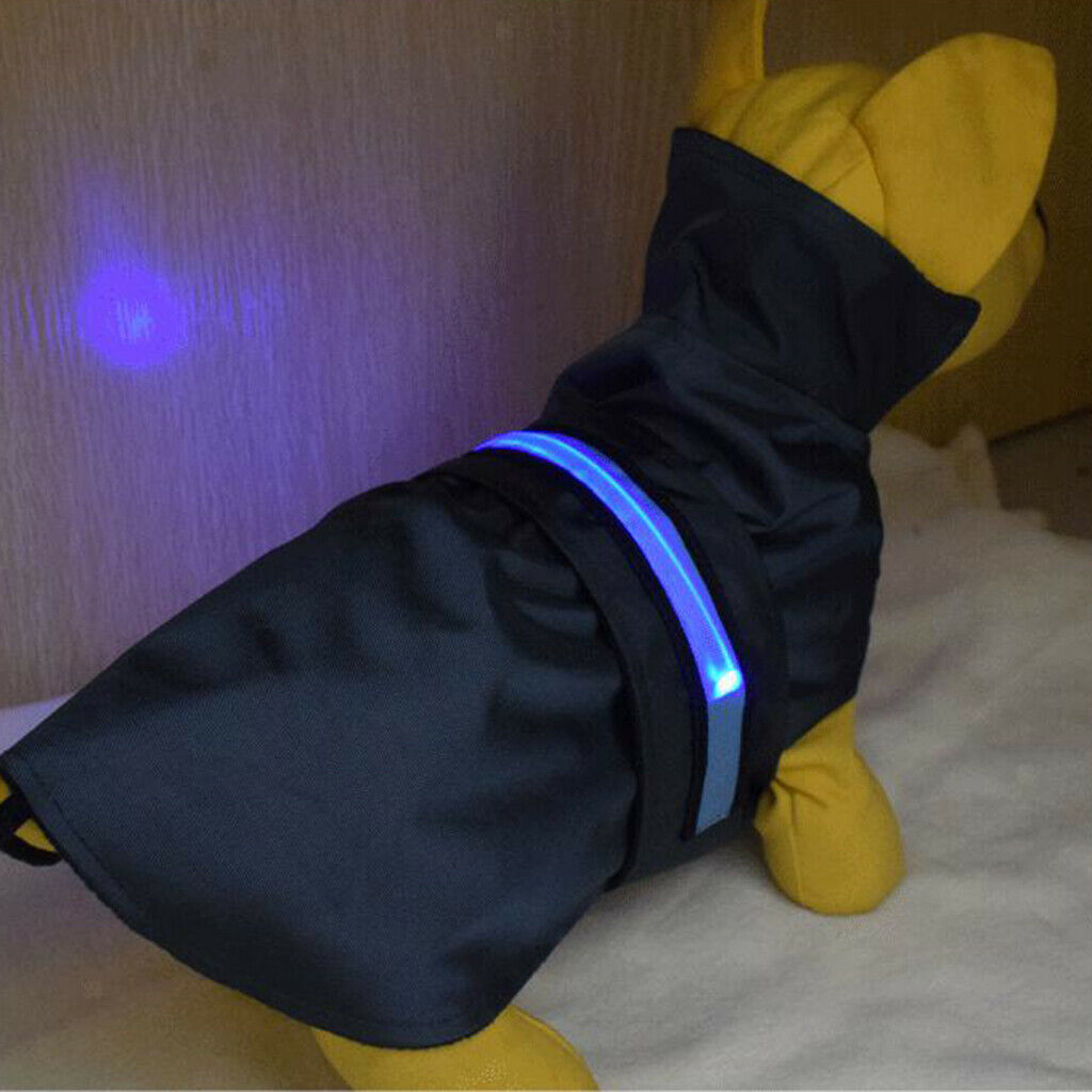 Pet Dog Waterproof Clothes with LED Luminous Strip Reflective Coat Blue S