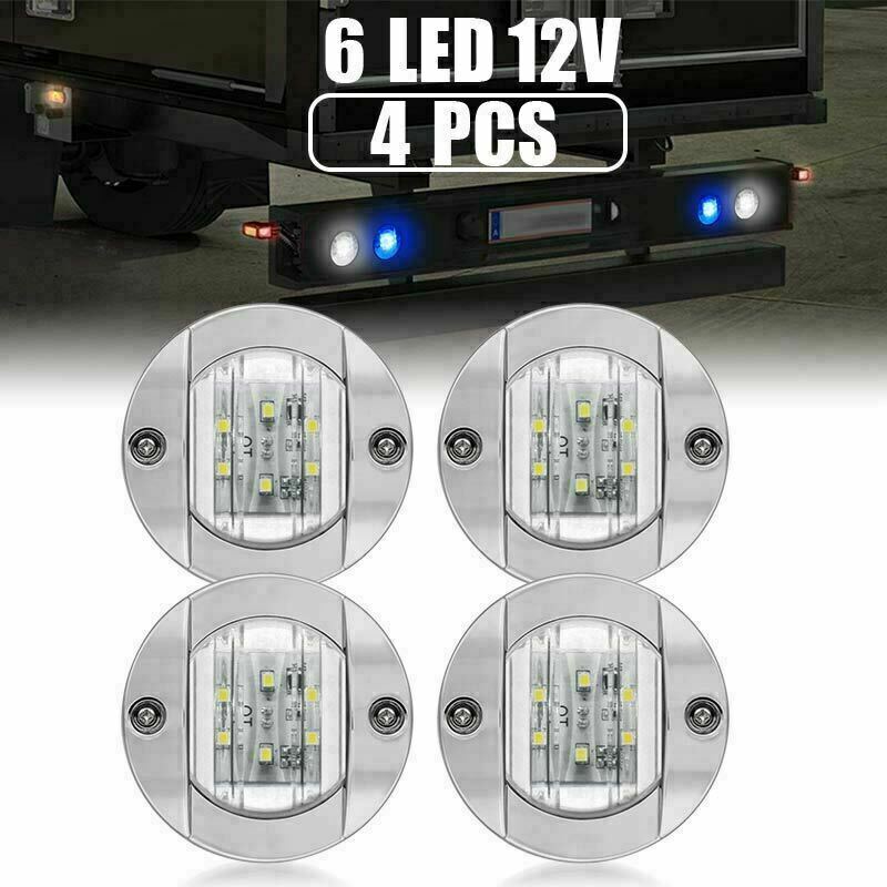 4X Blue 3" Round LED Side Marker Lights For Truck Trailer  Waterproof Clearance