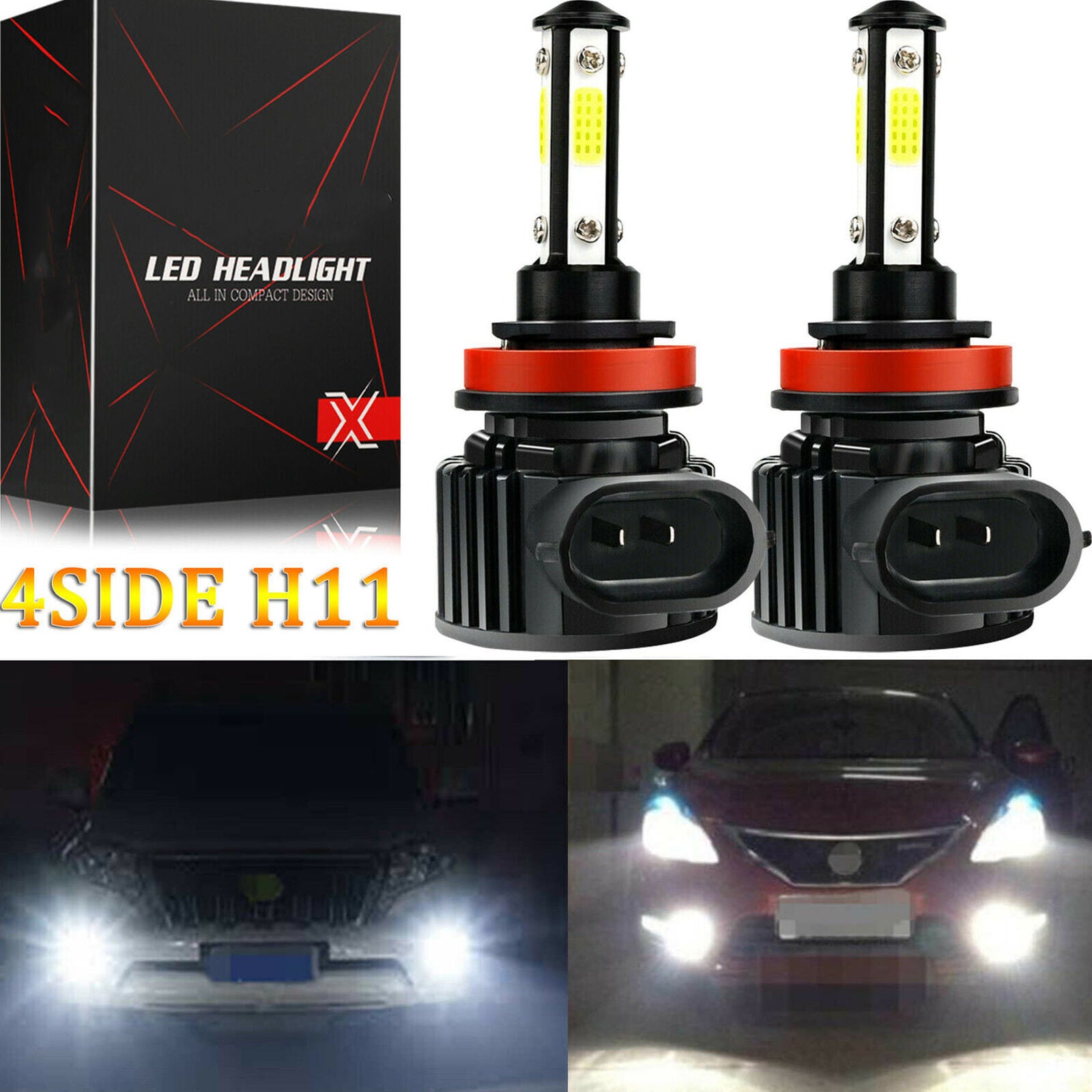 H11 LED Headlight Super Bright Bulbs Kit 330000LM HIGH/LOW Beam 6000K