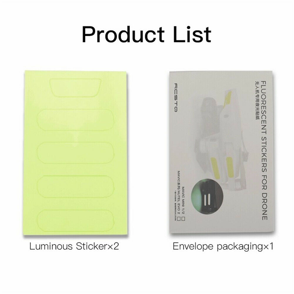 2pcs Fluorescent Stickers for DJI FPV Drone Aircraft Luminous Decals for Night