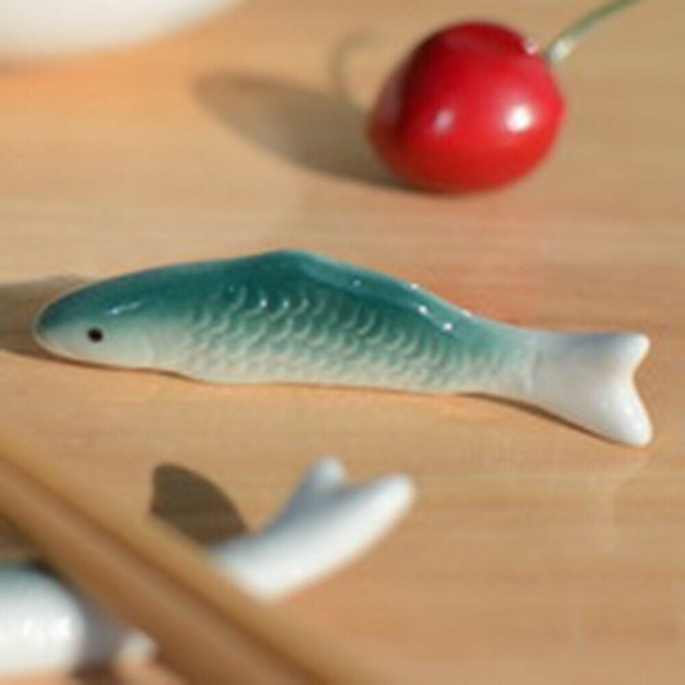 5Pcs Cute Little Fish Ceramics Chopstick Rest Holder Fork Stand Tableware Decor