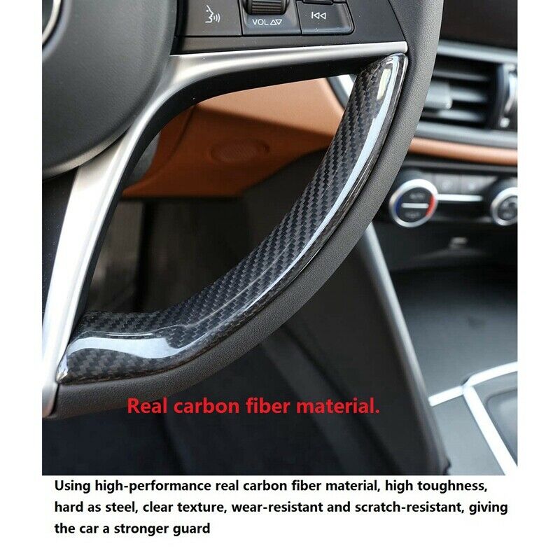 2*Carbon Fiber Steering Wheel Decoration For Alfa Romeo Giulia Stelvio 2017-2020
