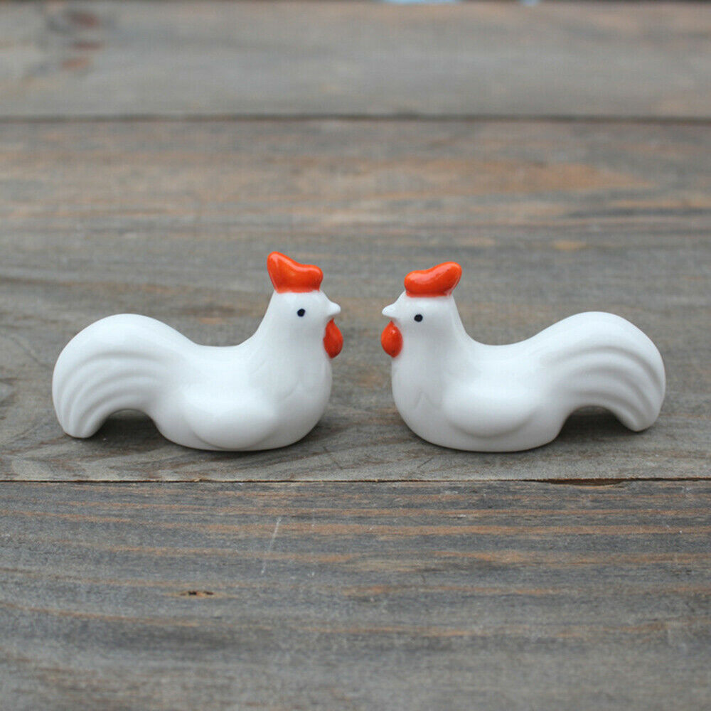 2Pcs Rooster Chopstick Rack Ceramic Spoon Stand Cutlery Pen Holder Table Decor