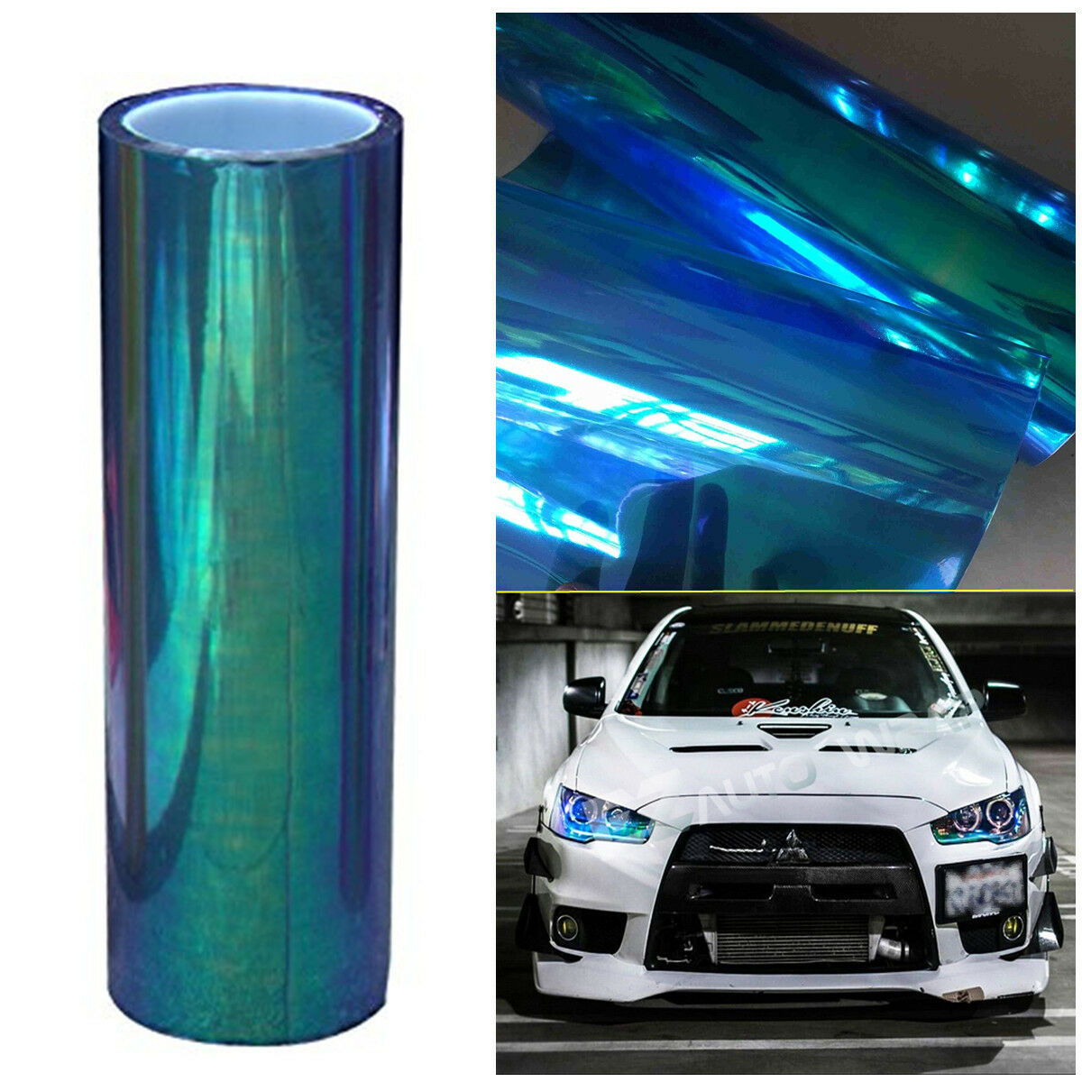 12"x78" Chameleon Colorful Blue Car SUV Headlight Taillight Vinyl Tint Film Wrap