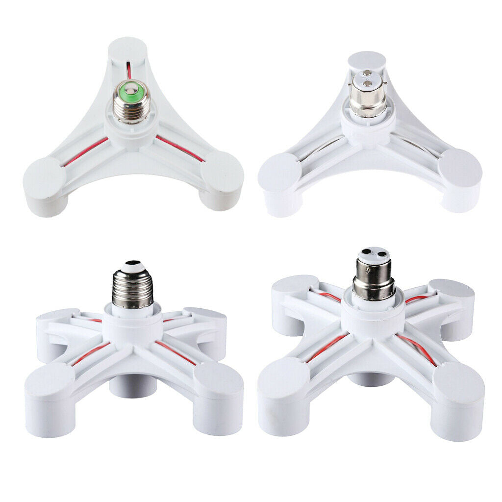 3 in 1 Light Socket Splitter, 2pcs Household LED Bulb Socket Adapter Converter