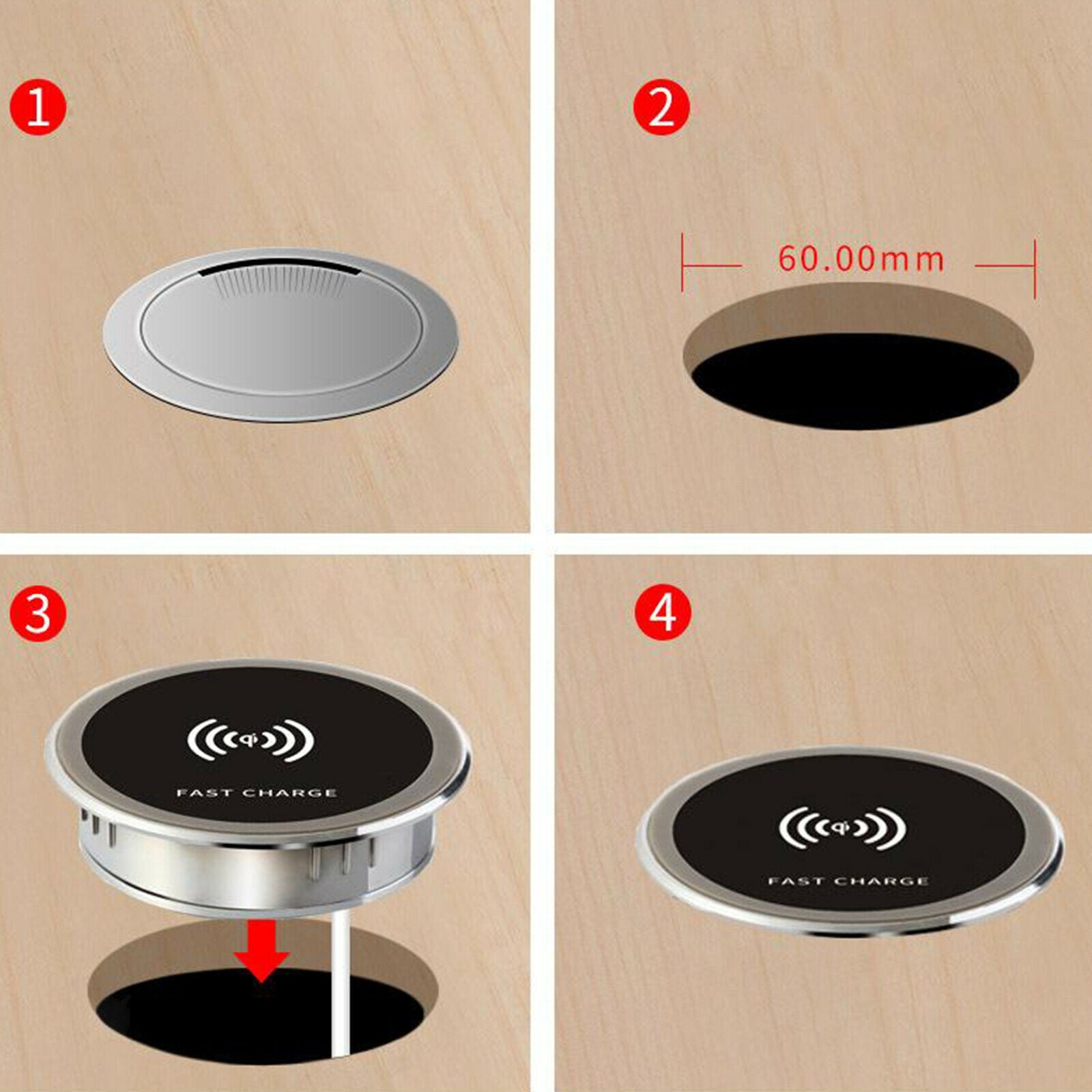 Qi Wireless Charger Furniture Office Desktop Hidden Quick Charging Pad Device .