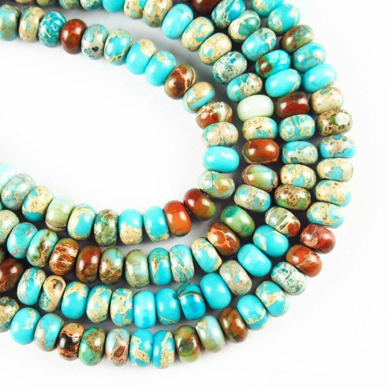 6x4mm Sky Blue Man-made Sea Sediment Jasper Rondelle Loose Bead 15.5 " 620DHS