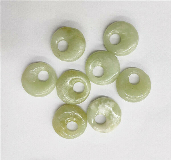 8Pcs 20mm Natural Green New Jade Donuts Pendant Bead DIY Jewelry Necklace HH223